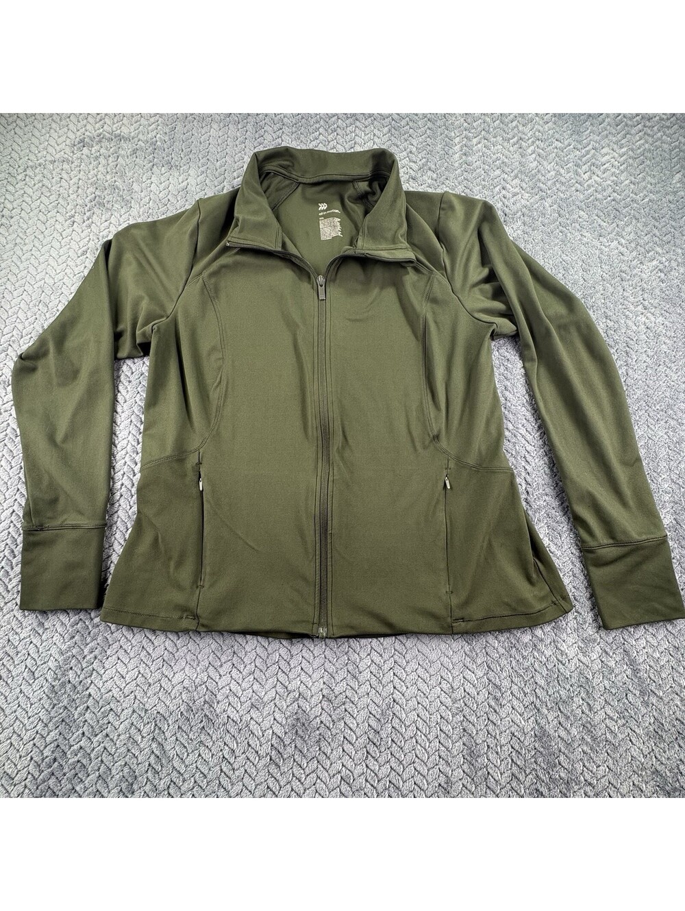 All in Motion Jacket Women Size XXL Green Knit Long Sleeve Full Zip Thumb Cuffs